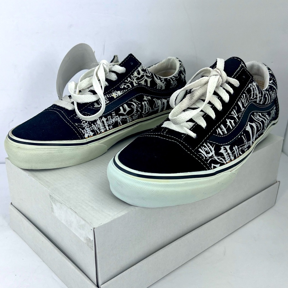 VANS OLD SKOOL LOW TOP NEWSPAPER WRITING COLOR BLOCK SHOES, MENS 8, WOMEN’S 9.5 - Picture 6 of 15